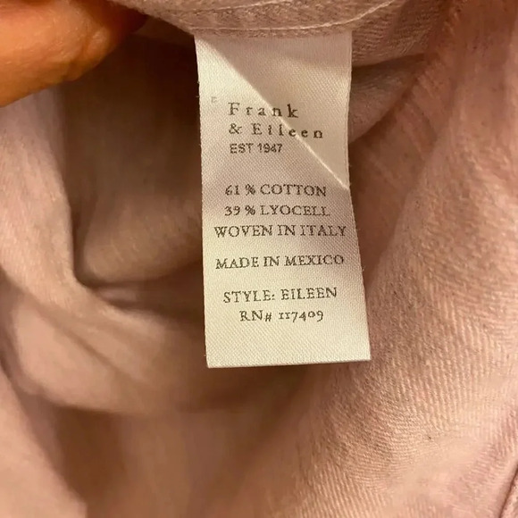 Frank & Eileen Eileen Woven Button Up Melange Pink & Grey Size Large - Picture 9 of 11